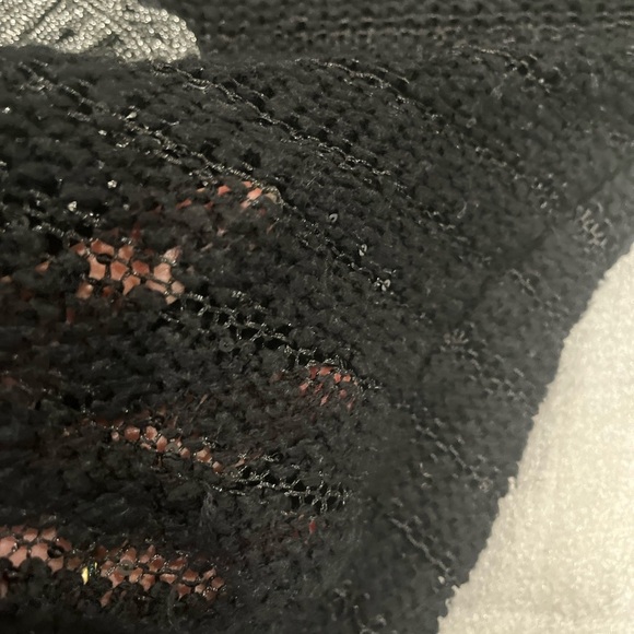 ❤️2/$50❤️[M/L]Katsumi Black Sequins CrewNeck Acrylic Open Knit Sweater Skull - Picture 8 of 9